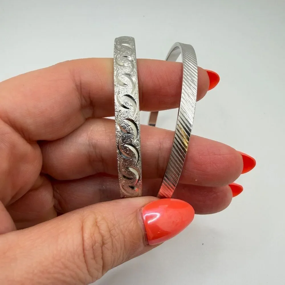 Vintage Monet‎ Silver tone Bangle Bracelet BUNDLE!